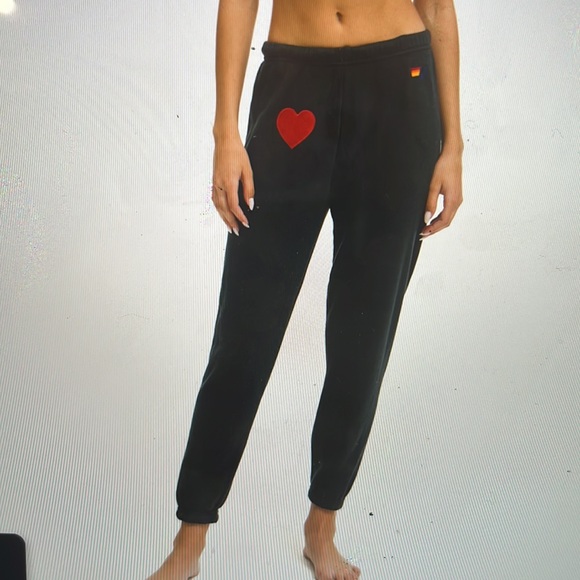 - NWT Aviator Nation Heart Embroidery Sweatpants Small - Picture 2 of 4